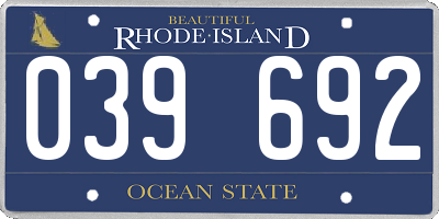 RI license plate 039692