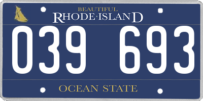 RI license plate 039693