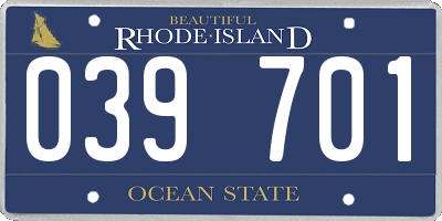RI license plate 039701