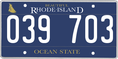 RI license plate 039703