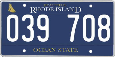 RI license plate 039708