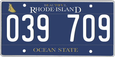 RI license plate 039709