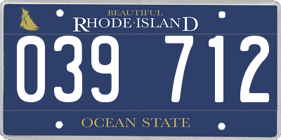RI license plate 039712