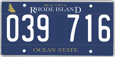 RI license plate 039716