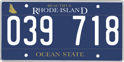 RI license plate 039718