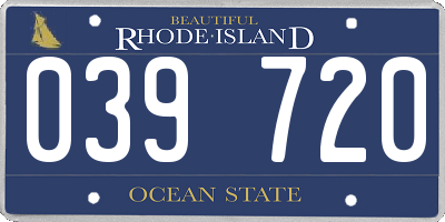 RI license plate 039720