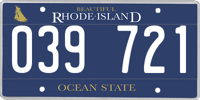 RI license plate 039721