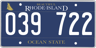 RI license plate 039722