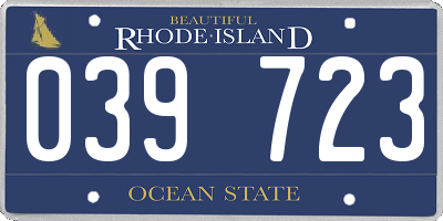 RI license plate 039723