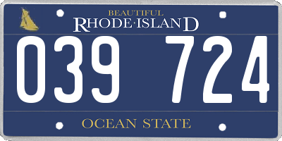 RI license plate 039724
