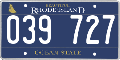 RI license plate 039727