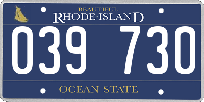 RI license plate 039730