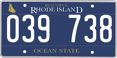 RI license plate 039738