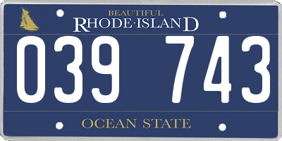RI license plate 039743