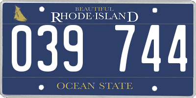 RI license plate 039744