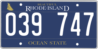 RI license plate 039747