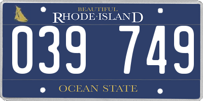 RI license plate 039749