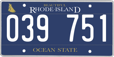 RI license plate 039751
