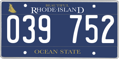 RI license plate 039752