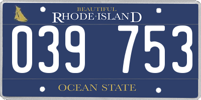 RI license plate 039753