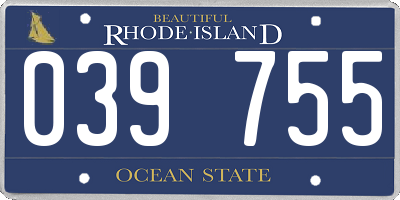 RI license plate 039755