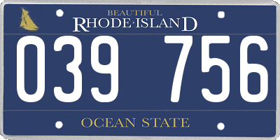 RI license plate 039756