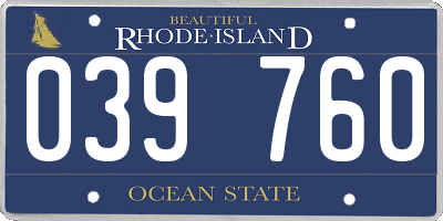 RI license plate 039760