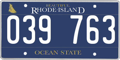 RI license plate 039763