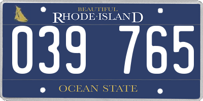 RI license plate 039765