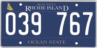RI license plate 039767