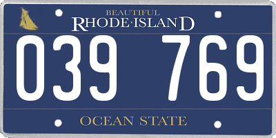 RI license plate 039769