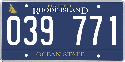 RI license plate 039771