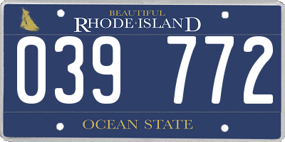 RI license plate 039772