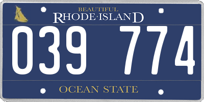 RI license plate 039774