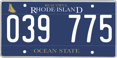 RI license plate 039775