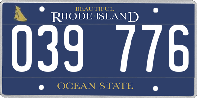 RI license plate 039776