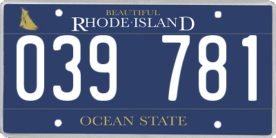 RI license plate 039781