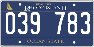 RI license plate 039783