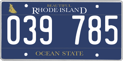 RI license plate 039785