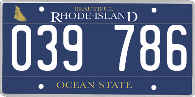 RI license plate 039786