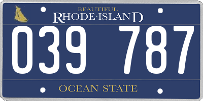 RI license plate 039787