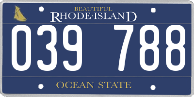 RI license plate 039788