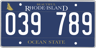 RI license plate 039789