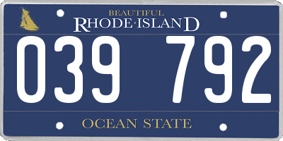 RI license plate 039792