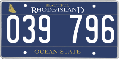 RI license plate 039796