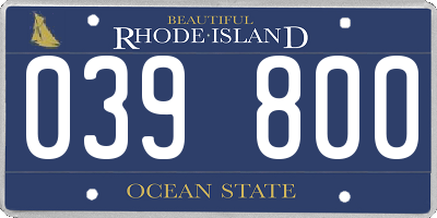 RI license plate 039800