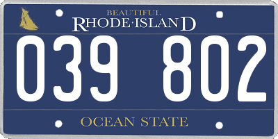 RI license plate 039802