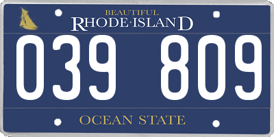 RI license plate 039809