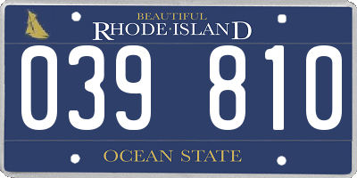 RI license plate 039810