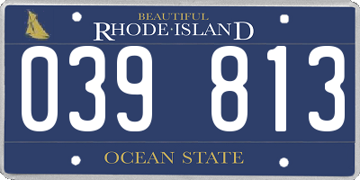 RI license plate 039813